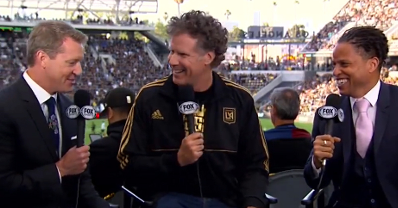 Will Ferrell goes for Ron Burgundy while announcing soccer team line-up