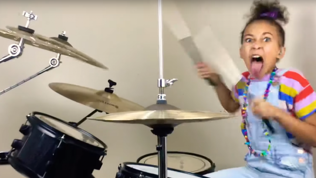 9-Year-Old drummer absolutley crushes "No One Knows" on drums