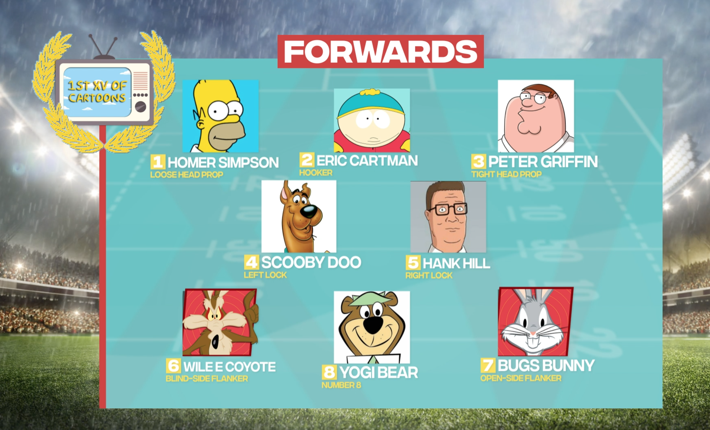 1st XV of Rock vs 1st XV of Cartoons team announcements