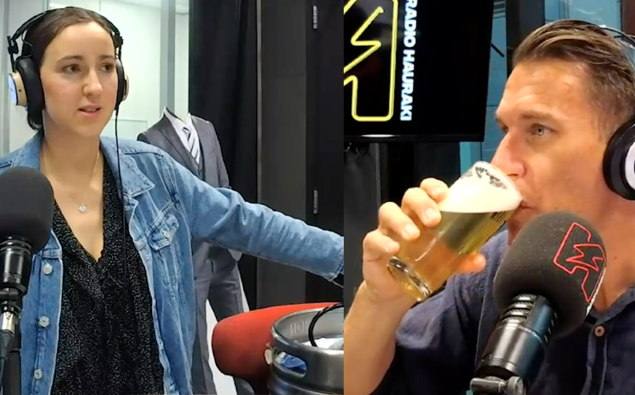 Matt & Jerry crack the keg on our Loosifer Lager!
