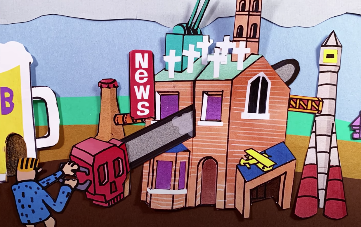 Watch the video for the new IDLES song "Model Village" directed by Michel Gondry