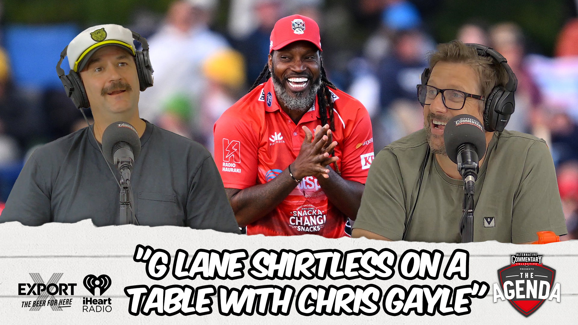 "G Lane Shirtless On A Table With Chris Gayle"