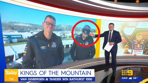 Kiwi Bathurst 1000 winner Shane van Gisbergen disappears to vomit during live television interview