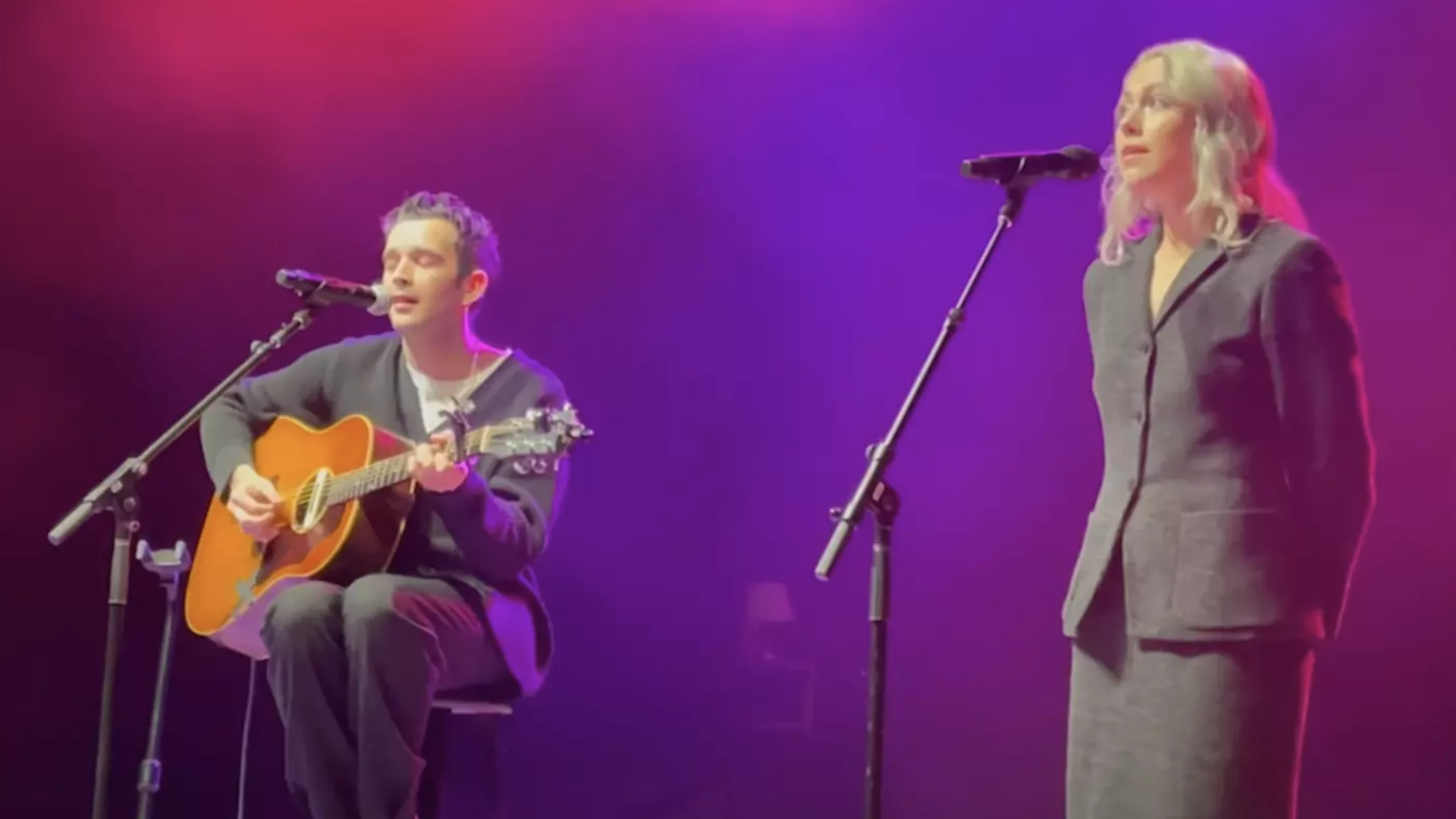 Watch Phoebe Bridgers & Matty Healy play "Jesus Christ 2005 God Bless America" live