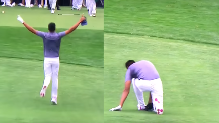 Guy dislocates ankle celebrating Hole In One at Masters