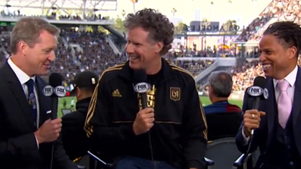 Will Ferrell goes for Ron Burgundy while announcing soccer team line-up