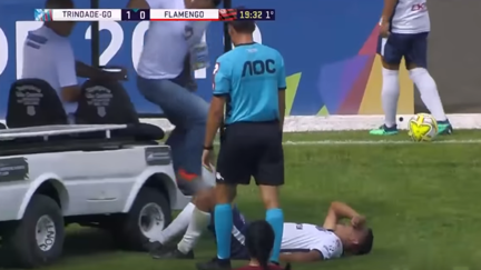 First Aid Cart runs over injured soccer player's foot