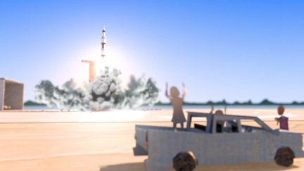 A cardboard tribute to the Moon landing