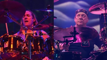 TOOL's Danny Carey celebrates Neil Peart during drum solo