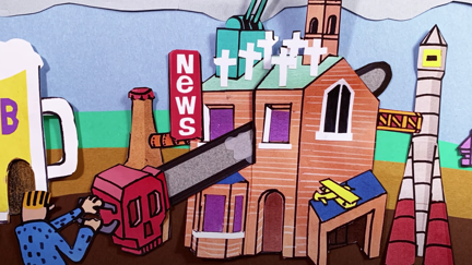 Watch the video for the new IDLES song "Model Village" directed by Michel Gondry